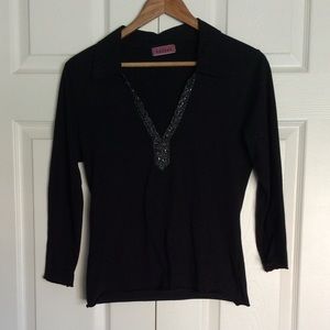 Velvet Embellished Collar Shirt